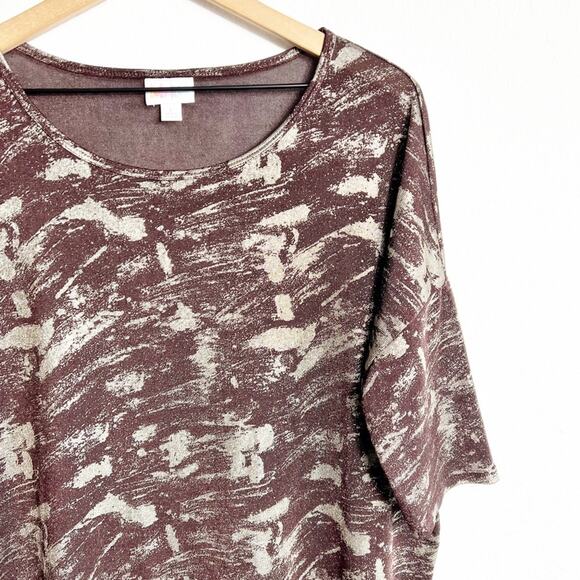 LuLaRoe Purple Gold Metallic Women Blouse Size Large - Picture 4 of 6